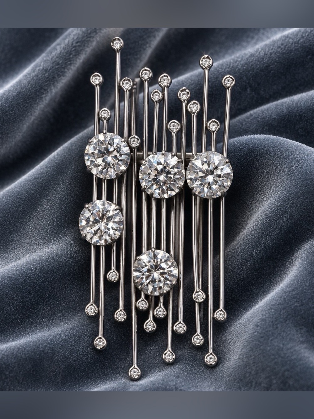 Vintage Mid-Century Modern Atomic Sputnik Rhinestone Brooch